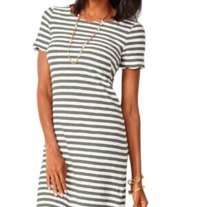 Talbots Women's Size M Scalloped Cotton Jersey T-Shirt Dress Short Sleeves